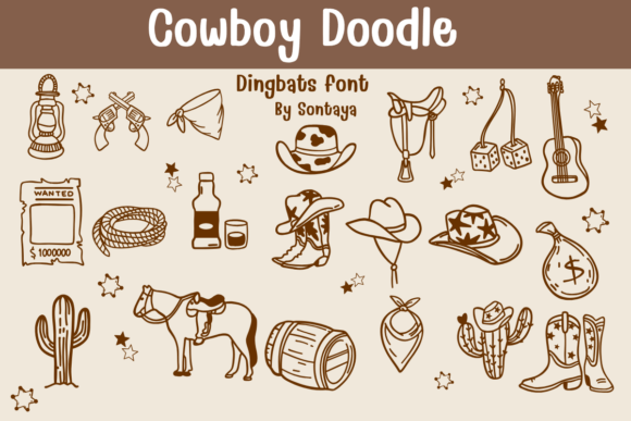 Cowboy Doodle Font for Wild West Campaigns