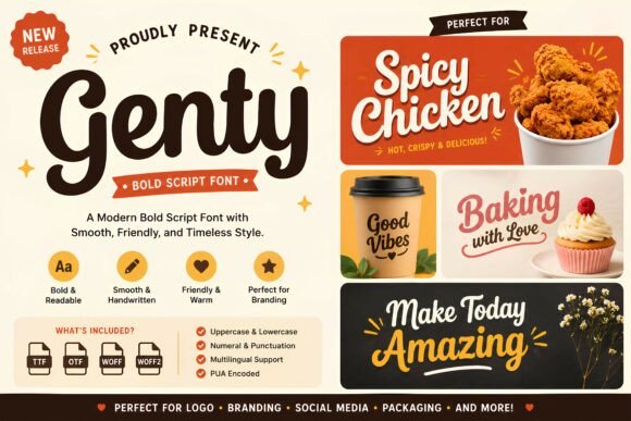 Genty: A Bold Script Font for Modern Branding
